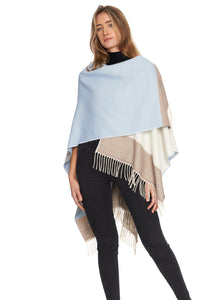 Fringed Shawl with Block Check