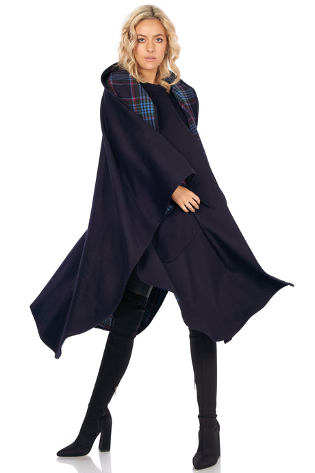 Cape in Double-Face Cloth with Convertible Hood